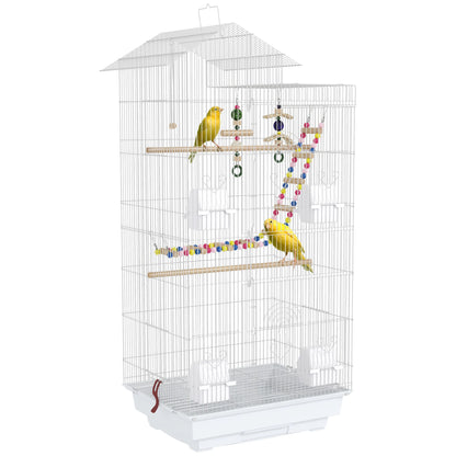 Pawhut Pajarera 🕊️ – Múltiples Puertas, Comederos, Perchas y Columpio (46x36x100 cm)