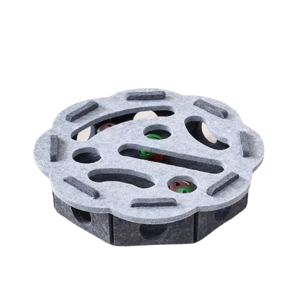 Caja Puzzle de Fieltro para Gatos - Rascador Interactivo con Pelotas