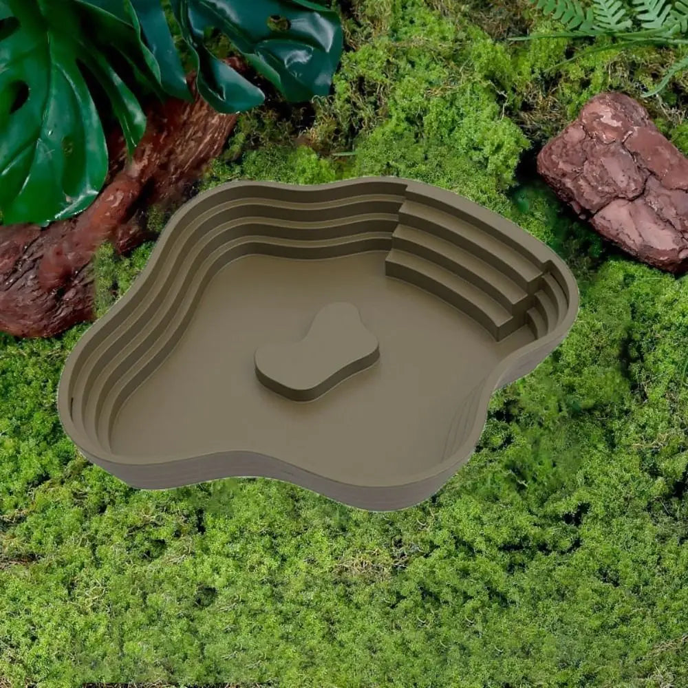 Bañera para Tortugas con Diseño de Escalera Antideslizante - Cuenco de Agua Grueso para Reptiles y Anfibios