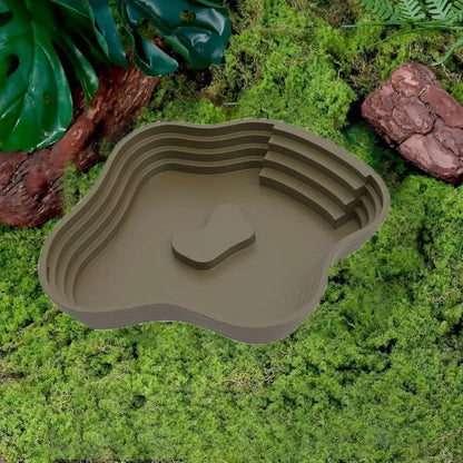 Bañera para Tortugas con Diseño de Escalera Antideslizante - Cuenco de Agua Grueso para Reptiles y Anfibios