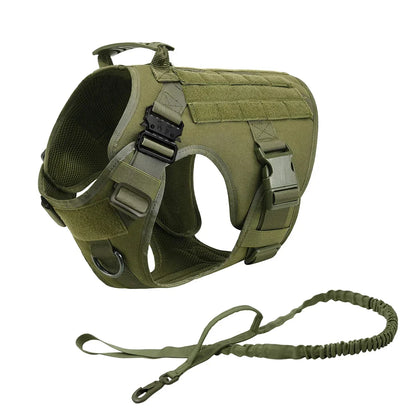 Arnés Táctico Militar 🎖️ – Bolsillos Molle, Incluye Correa y Collar para Perros
