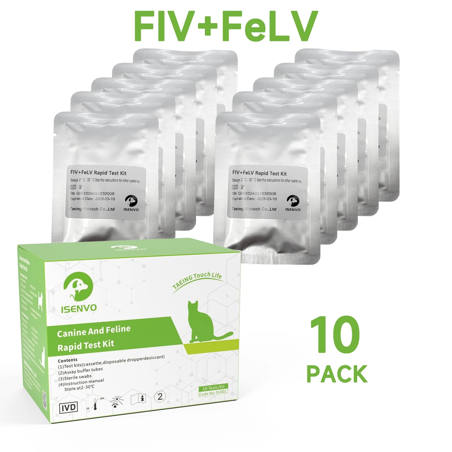 Test Combinado FIV+FeLV para Gatos - Kit de Detección de Inmunodeficiencia y Leucemia Felina