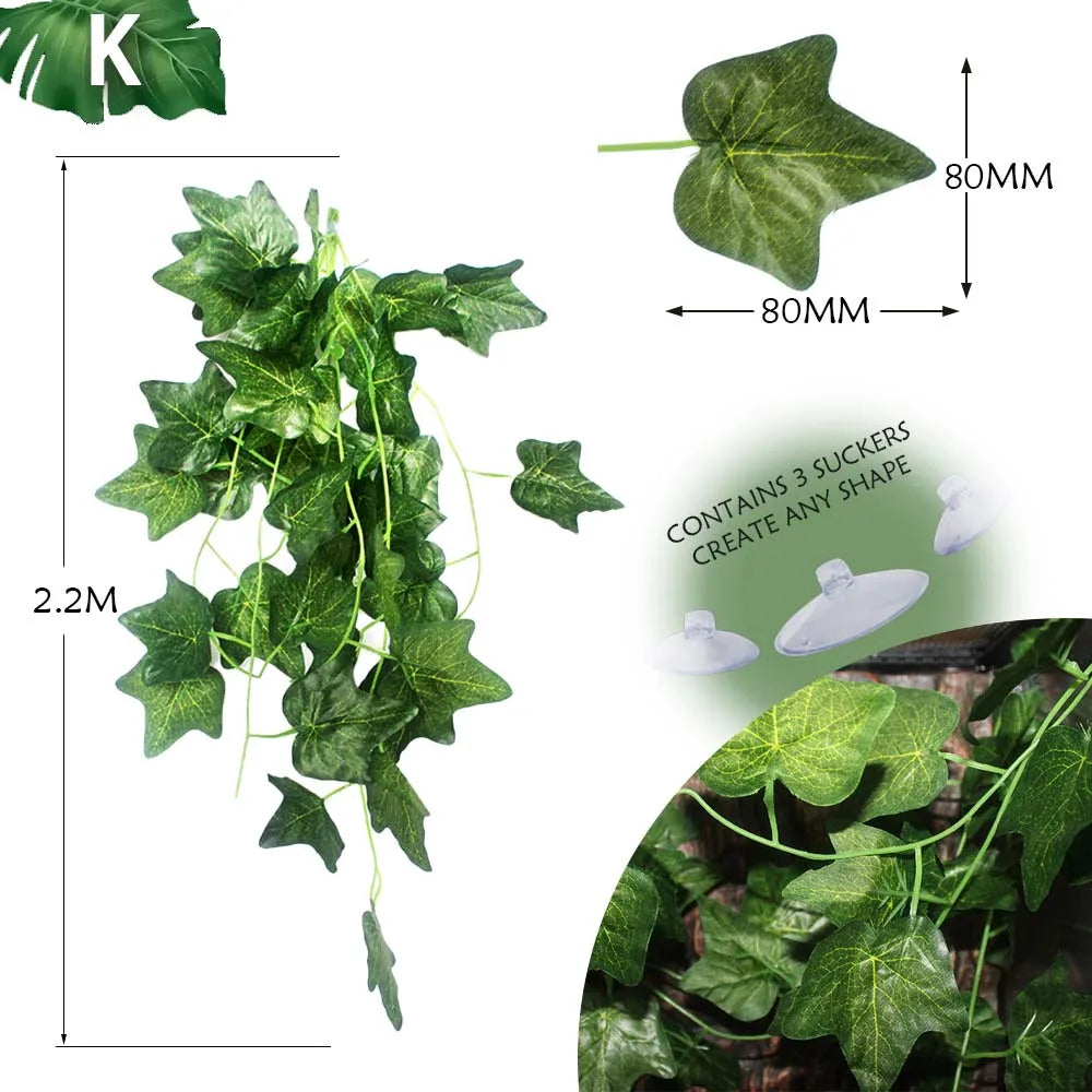 Planta Decorativa para Reptiles con Ventosa - Decoración de Terrario para Serpientes, Lagartos y Anfibios