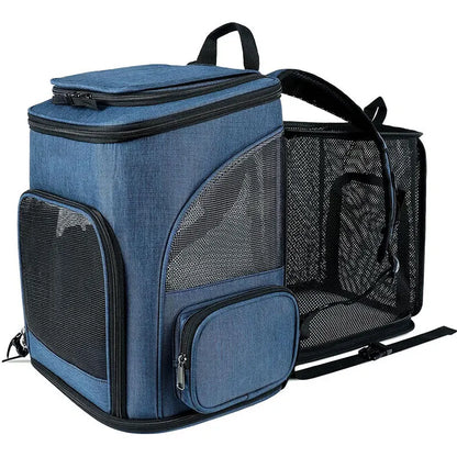 Mochila Transportín Expandible 🎒 – Malla Transpirable para Gatos y Perros Hasta 8 kg