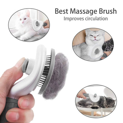 Cepillo Autolimpiable ✨ – Peine Antinudos para Perros y Gatos