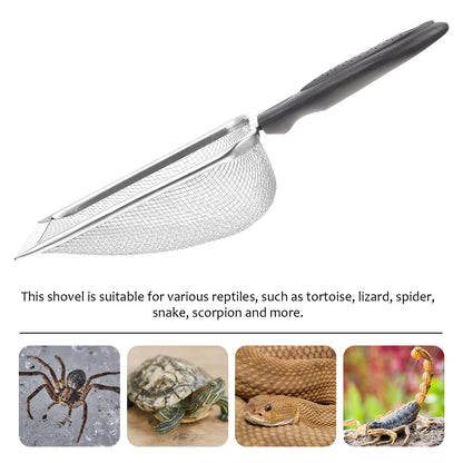 Pala Filtradora de Acero Inoxidable para Sustrato de Terrario - Mango Ergonómico para Reptiles