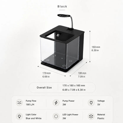 Kit de Acuario de Sobremesa KSY 💡 – Luz LED y Bomba de Agua, para Betta y Peces Pequeños