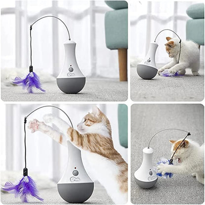 Juguete Automático de Plumas 🪶 – Rotación 360° Silenciosa para Gatos