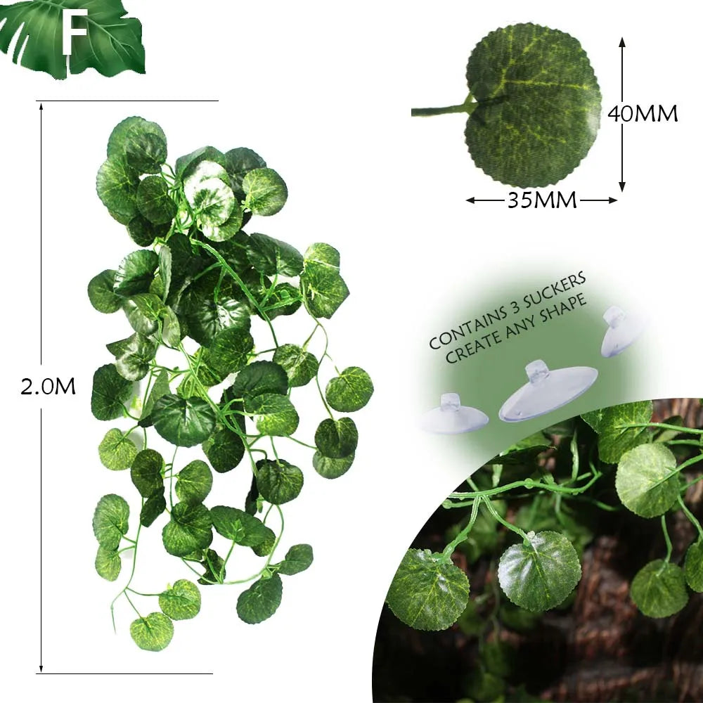 Planta Decorativa para Reptiles con Ventosa - Decoración de Terrario para Serpientes, Lagartos y Anfibios