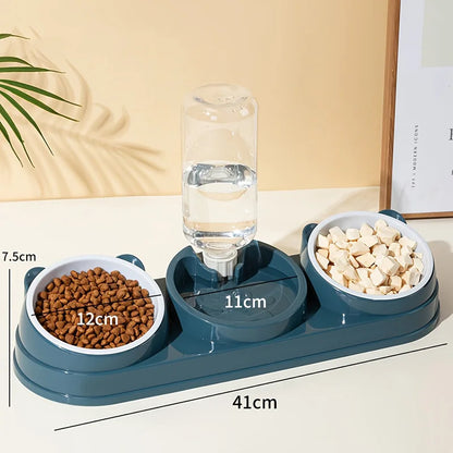 Comedero Elevado 3 en 1 🐱 – Bowl a 15° con Dispensador de Agua Automático