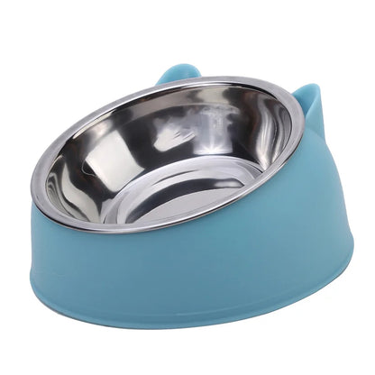Cuenco de Acero Inoxidable Antideslizante 🥣 – Bowl Elevado 15° con Protección Cervical