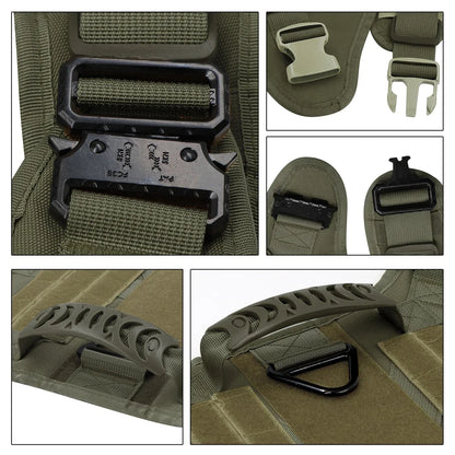 Arnés Táctico Militar 🎖️ – Bolsillos Molle, Incluye Correa y Collar para Perros