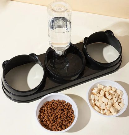 Comedero Elevado 3 en 1 🐱 – Bowl a 15° con Dispensador de Agua Automático