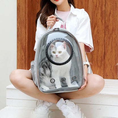 Mochila Cápsula Transparente 🚀 – Espacio Panorámico y Transpirable para Gatos