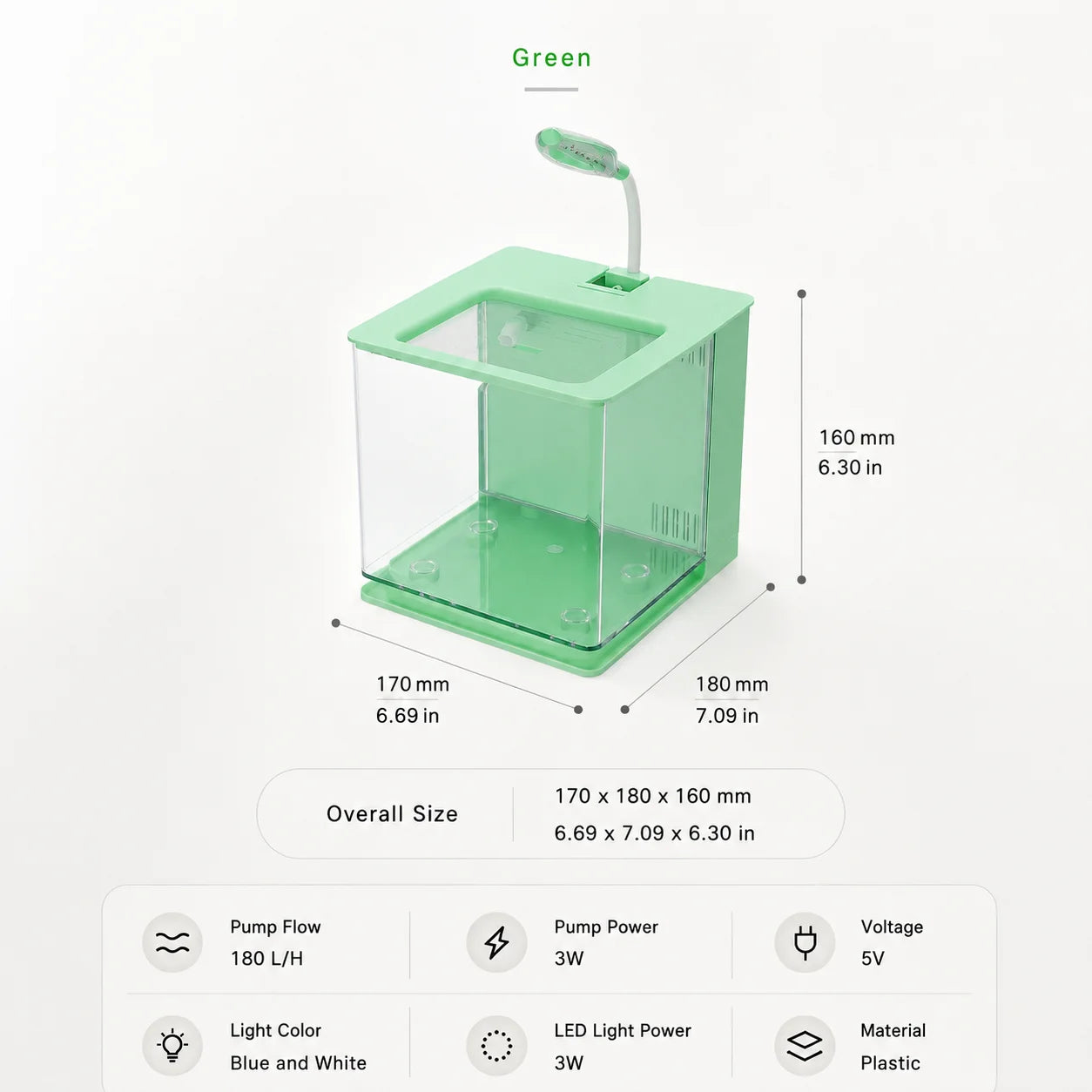 Kit de Acuario de Sobremesa KSY con Luz LED y Bomba de Agua - Pecera Compacta para Betta y Peces Pequeños