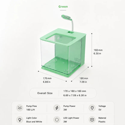 Kit de Acuario de Sobremesa KSY 💡 – Luz LED y Bomba de Agua, para Betta y Peces Pequeños