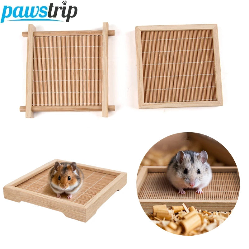 Esterilla Refrescante de Madera para Hámsters, Cobayas y Chinchillas - Diseño Cuadrado Transpirable