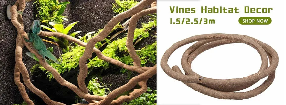 Enredaderas de Ratán Flexibles 1,5/2,5/3M para Terrario - Decoración de Hábitat para Reptiles Trepadores