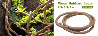 Enredaderas de Ratán Flexibles 1,5/2,5/3M para Terrario - Decoración de Hábitat para Reptiles Trepadores