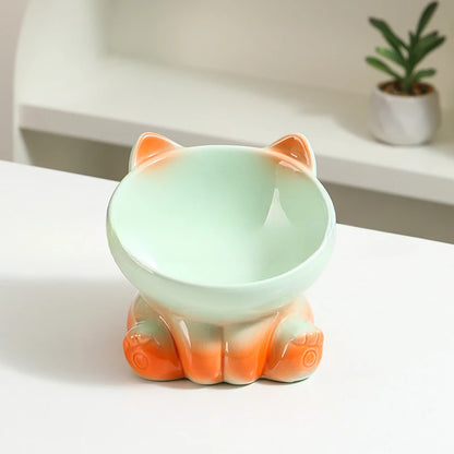 Cuenco de Cerámica Degradado 🎨 – Bowl Alto con Boca Inclinada para Gatos
