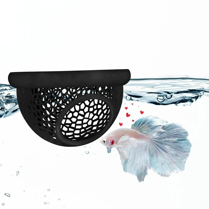 Cueva Flotante 3 en 1 para Peces y Camarones - Hamaca y Comedero para Betta