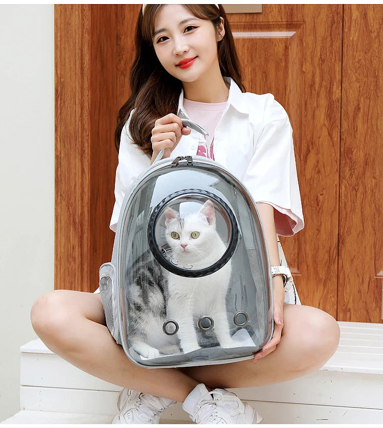 Mochila Cápsula Transparente para Gatos - Espacio Panorámico, Transpirable