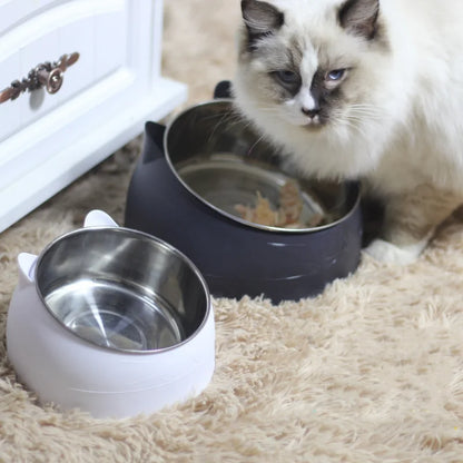 Cuenco de Acero Inoxidable Antideslizante 🥣 – Bowl Elevado 15° con Protección Cervical