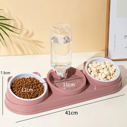 Comedero Elevado 3 en 1 🐱 – Bowl a 15° con Dispensador de Agua Automático