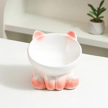 Cuenco de Cerámica Degradado 🎨 – Bowl Alto con Boca Inclinada para Gatos