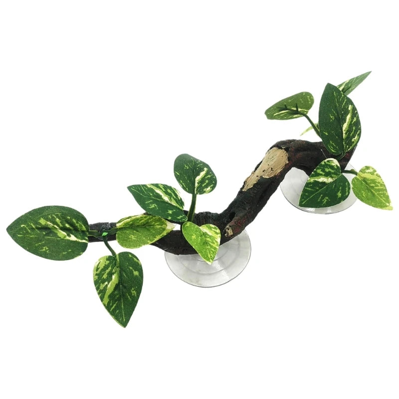 Planta de Esquina Decorativa para Terrario con Ventosa - Rama para Trepar Serpientes y Dragones Barbudos