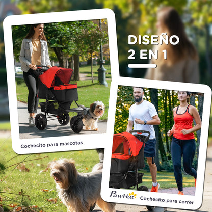 Carrito Plegable de 3 Ruedas 🐕 – Paseo Cómodo para Perros (PawHut)