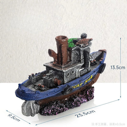 Barco Pirata Hundido ⚓ – Decoración de Resina para Acuario