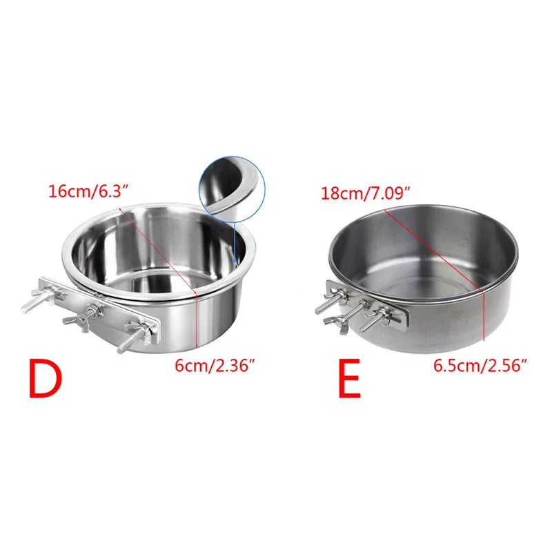 Cuenco Colgante de Acero Inoxidable para Jaula - Comedero y Bebedero para Gatos y Perros Pequeños
