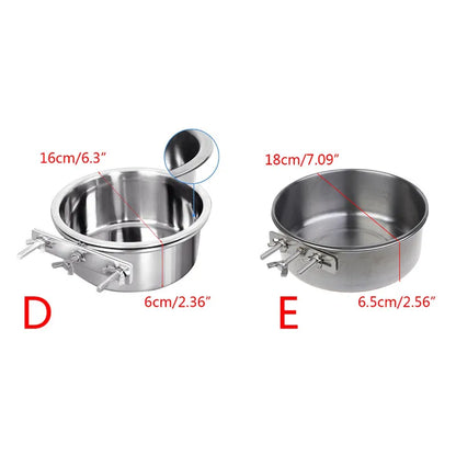 Cuenco Colgante de Acero Inoxidable 🥣 – Comedero y Bebedero para Jaulas de Gatos y Perros Pequeños