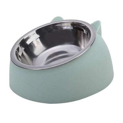 Cuenco de Acero Inoxidable Antideslizante 🥣 – Bowl Elevado 15° con Protección Cervical