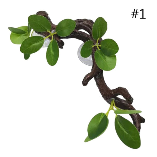 Planta de Esquina Decorativa para Terrario con Ventosa - Rama para Trepar Serpientes y Dragones Barbudos