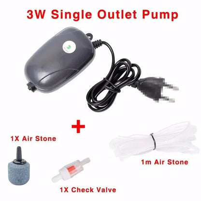 Bomba de Aire 💨 – Mini Compresor con Válvula Antirretorno para Acuario