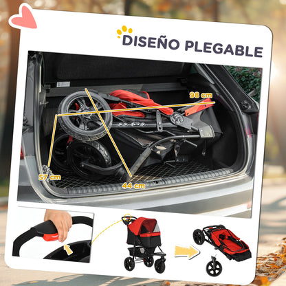 Carrito Plegable de 3 Ruedas 🐕 – Paseo Cómodo para Perros (PawHut)
