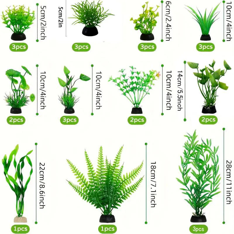 25/26 Uds. Plantas Artificiales para Acuario - Decoración de Hierbas Acuáticas