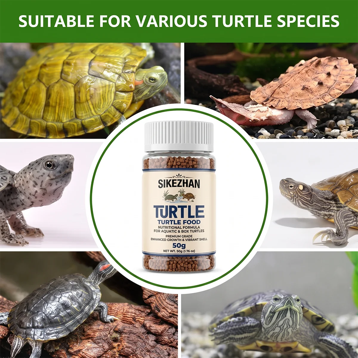 SIKEZHAN - Pellets Probióticos para Tortugas Acuáticas y de Caja 50g