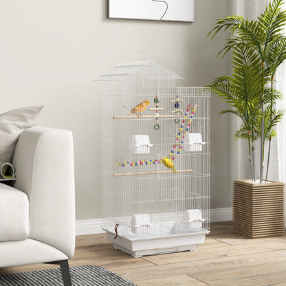 Pawhut Pajarera 🕊️ – Múltiples Puertas, Comederos, Perchas y Columpio (46x36x100 cm)