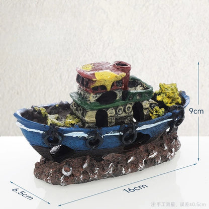 Barco Pirata Hundido ⚓ – Decoración de Resina para Acuario