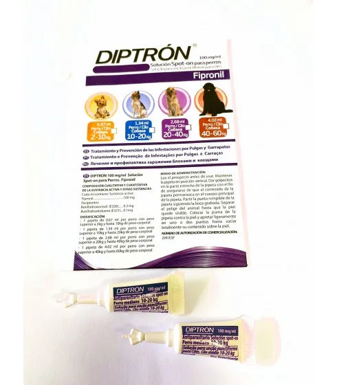 Diptron Pipetas Antiparasitarias 🛡️ – Para Perros hasta 20 kg (Pack 2 uds)