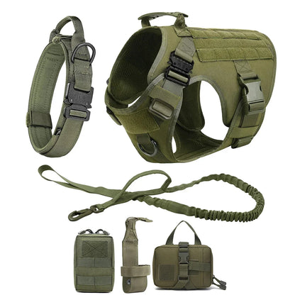 Arnés Táctico Militar 🎖️ – Bolsillos Molle, Incluye Correa y Collar para Perros