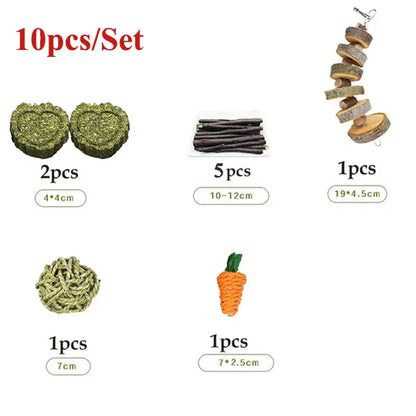 Set de Juguetes Masticables 🦷 – Limpieza Dental para Conejos y Cobayas