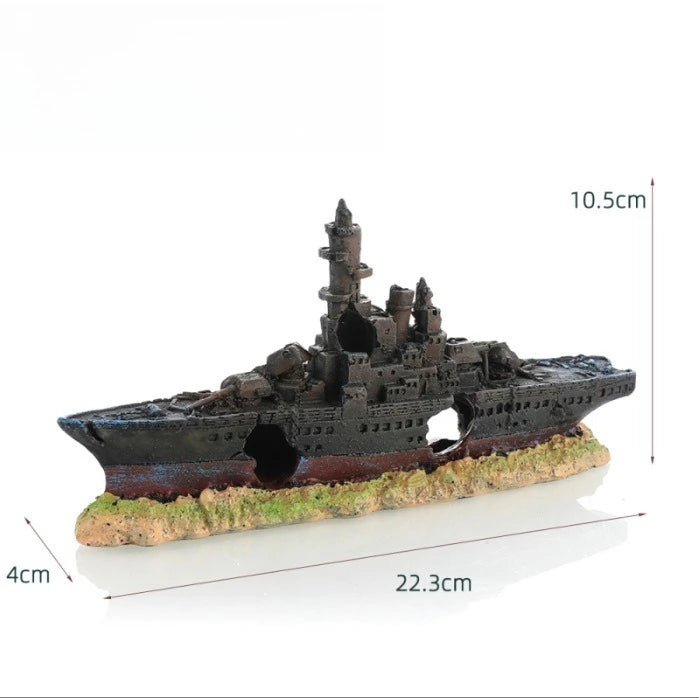 Barco Pirata Hundido - Decoración de Resina para Acuario