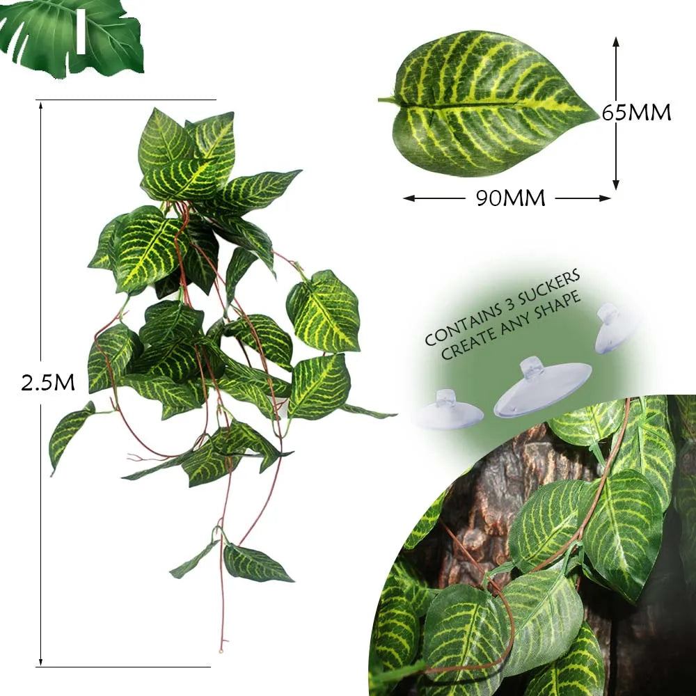 Planta Decorativa para Reptiles con Ventosa - Decoración de Terrario para Serpientes, Lagartos y Anfibios