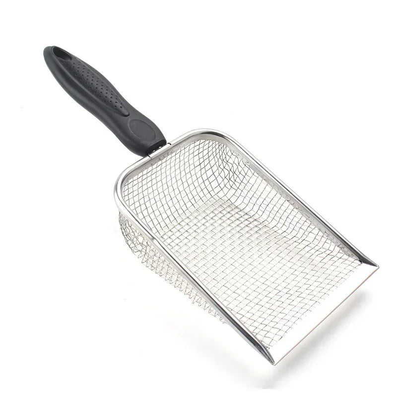 Pala de Acero Inoxidable para Arena de Gatos y Reptiles - Cedazo de Malla Fina para Recoger Heces