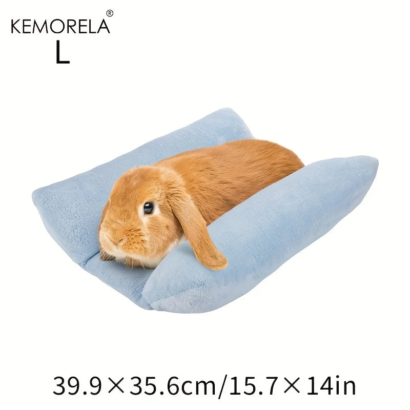 KEMORELA Cama Cóncava para Conejos - Cojín Grueso de Peluche con Almohada de Algodón