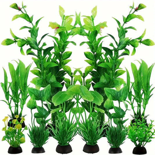 10 Uds. Hierba Acuática Verde Artificial para Acuario - Plantas Realistas de PVC